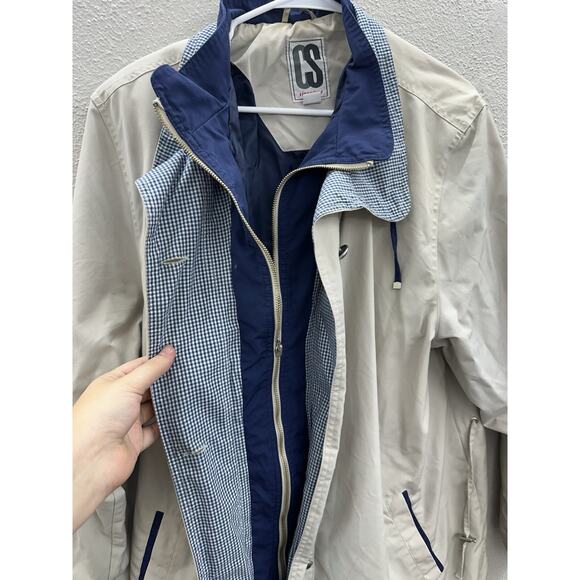CS Signature Womens Jacket Size 1X Double Closure Cream Navy Blue Faux Mock Neck - Picture 4 of 15